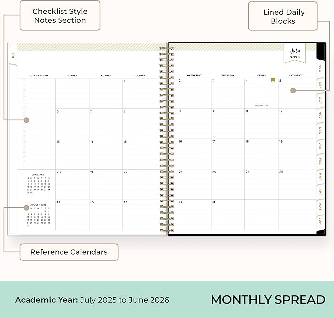 Blue Sky Day Designer 2025-2026 Weekly and Monthly Academic Year Planner Calendar, July 2025 - June 2026, 8.5" x 11", Flexible Cover, Wirebound, Rose Garden