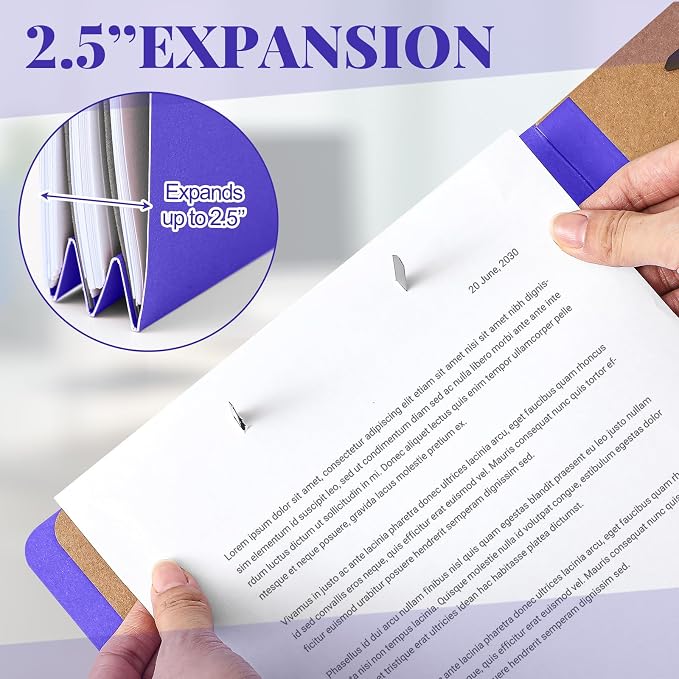 AmazingSpark 12 Pcs Legal Size Classification Folders 2 Divider, Bulk Pressboard File Folder with Expansion 2 Prongs Fastener Heavy Duty Office File Organizer for School Hospitals Home(Purple)