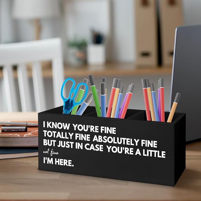 Thoughtful Uplifting Gifts Wooden Pen Pencil Holder for Office Desk Accessories, Thinking of You Get Well Soon Gifts for Women Men, Encouragement Makeup Brush Toothbrush Holder Organizer