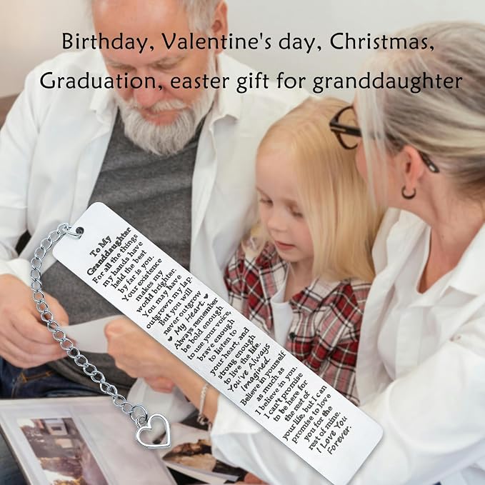 Granddaughter Gifts from Grandma Grandpa, to My Granddaughter Bookmark, 16th 18th 21st Birthday Gift for Granddaughter Birthday Christma 2025 Graduation Gifts for Granddaughter from Nana