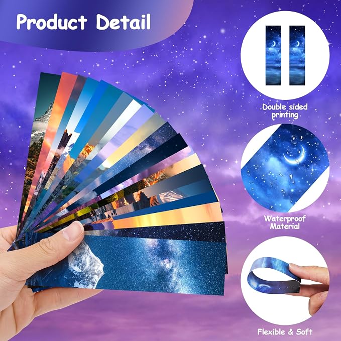 300PCS Landscape Bookmarks for Kids Classroom: 60 Designs, Cool Landscape Bookmarks, Cute Book Mark, Double Sided, for Book Lovers, Students, Children, Rewards, Gifts