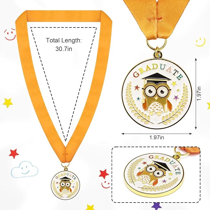 Kindergarten Graduation Medals - Owl Design, Kindergarten & Preschool Graduation Award Medallion for Little Graduates Class of 2026, Party Decoration