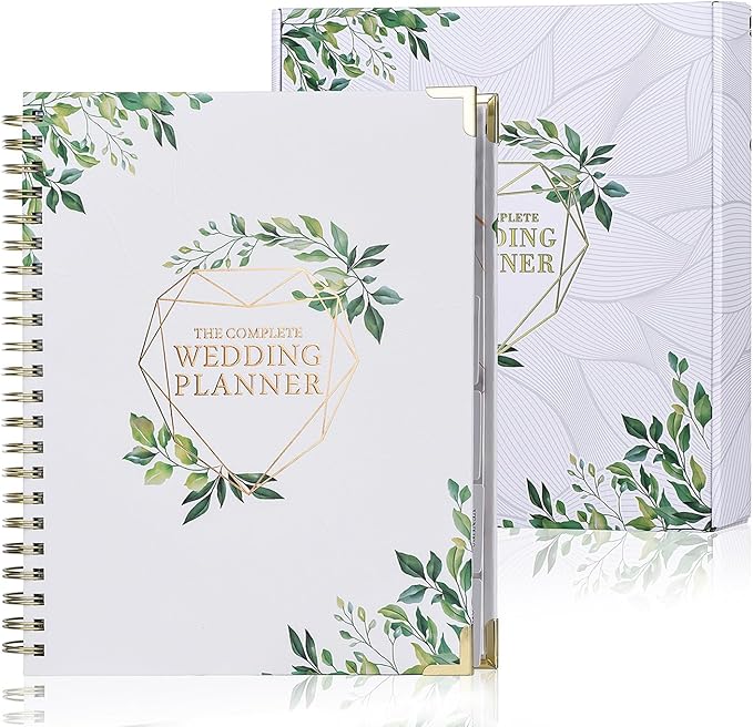 Wedding Planner Book and Organizer for Bride, Wedding Planning Binder with Tabs, Checklists, Countdown Calendar & Pocket, Engagement Unique Gifts for Couples, Bridal Wedding Planners Essentials
