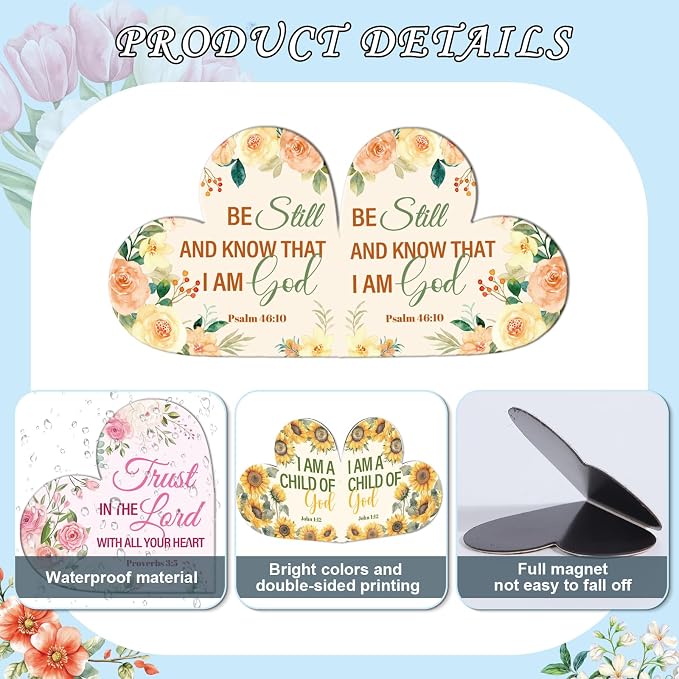 Christian Bible Magnetic Bookmarks Gifts - Wxiben 30 Pcs Inspirational Bookmarks for Women Bible Verses Floral Heart Book Mark Magnetic Page Clips Religious Gift for Church Reading Book Lovers Student