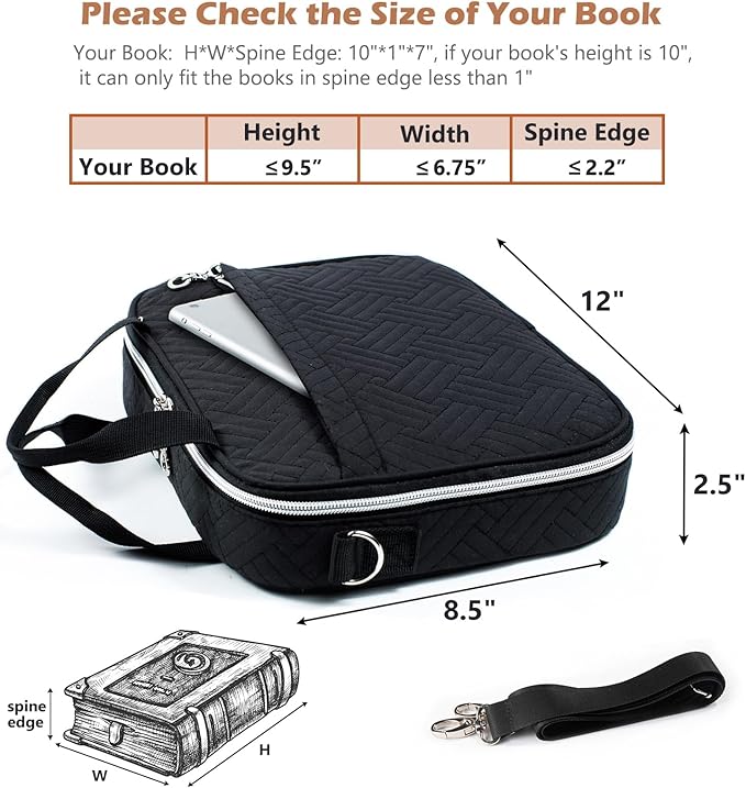 Aplufine Large Bible Case for Women-Bible Covers-Bible Carrying Case-Book Bags and Totes for Women with Detachable Shoulder Strap, Bible Gift