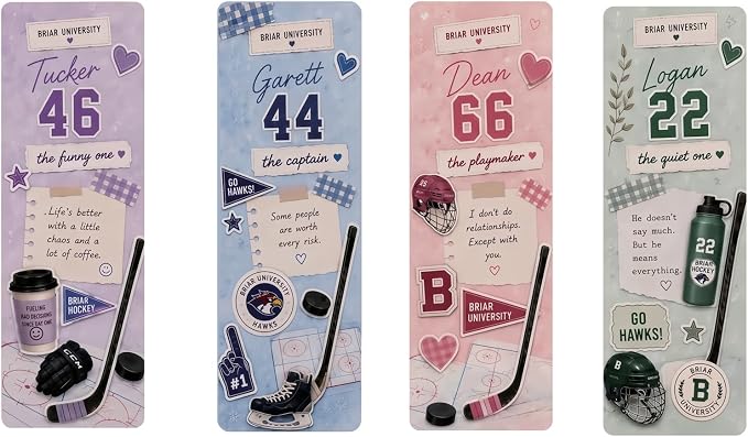 4Pcs Off Campus Inspired Bookmarks, Off Campus Merch Stuff Featuring Tucker, Garett, Dean & Logan - Ideal Off Campus‌ Gifts Accessories Merchandise for Fans Women Men Birthday Book Lovers