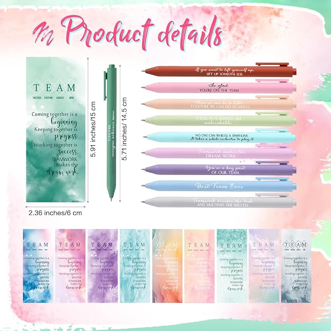 Quelay 30 Set Motivational Employee Appreciation Gifts Bulk Inspiring Quote Bookmarks Inspirational Pens for Women Team Building Gifts Thank You Gift for Nurse Coworker Staff Office(Team)