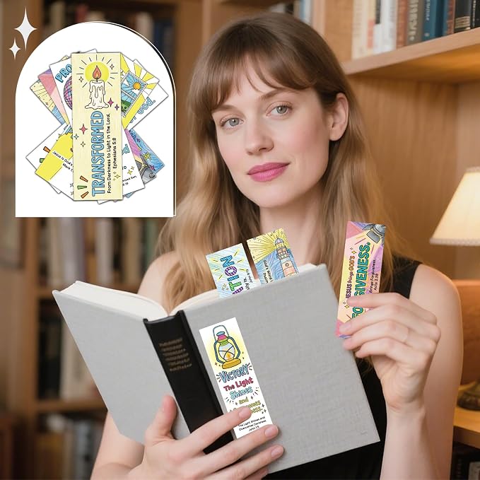 Wxiben Bible Verse Bookmarks Gifts - 100 Pcs Religious Inspirational Bookmarks Colorful Christian Jesus Book Marks Page Marker Clip for Church Sunday School Office Home Bookish Reading Accessories