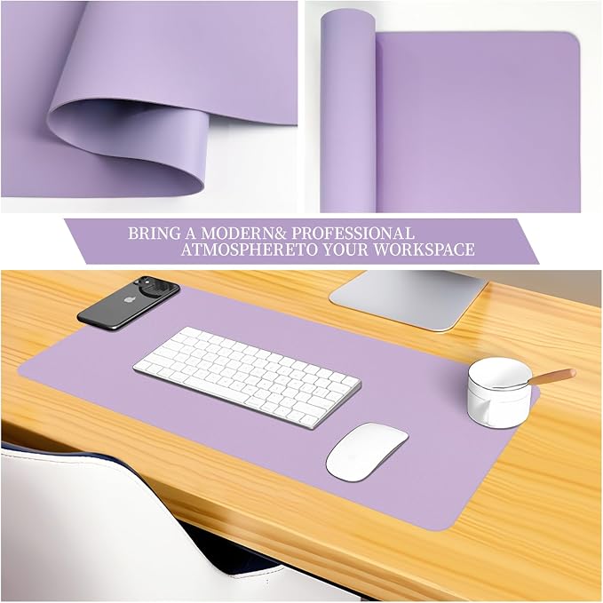 Bloss Purple Desk Mat, Double-Sided Leather Desk Pad, Desk Matt for Desktop, Waterproof Desk Pad Mat, Computer Mat for Office Work/Home/Decor/Desk Protector/Cover(23.6"x 13.8")