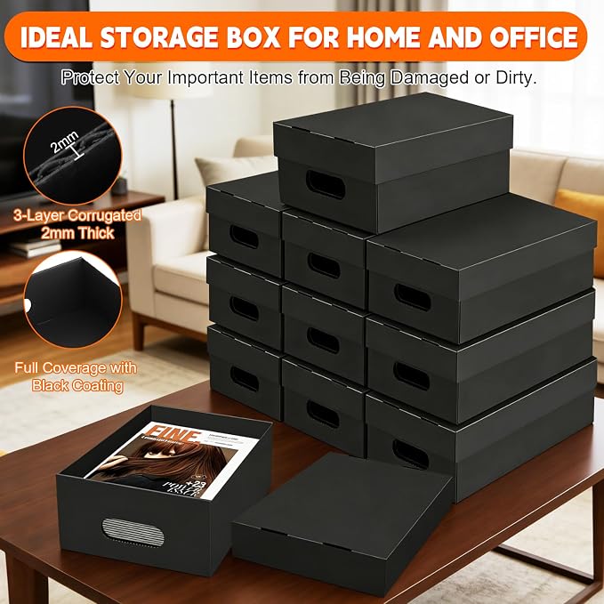 10 Pack A4 Paper Storage Box for 8.5" x 11" Letter, 11.7“ x 8.8“ x 4" Scrapbook Paper Storage Box, Craft/Arts Storage Containers, Cardboard Photo Organizer with Lid File Box for Document,US Letter