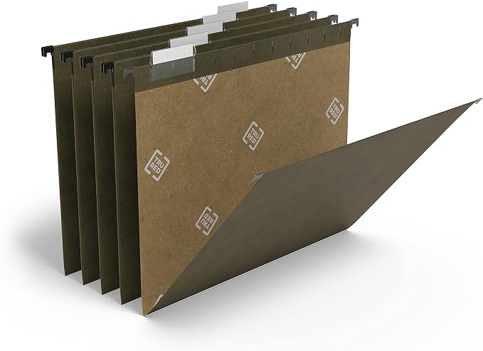 TRU RED Hanging File Folders, Letter Size, 5‑Tab, Standard Green, Heavy‑Duty Construction – 250/Box