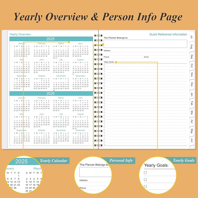 2025-2026 Planner - 8.5" x 11" Weekly Monthly Planner from July 2025 to June 2026, Planners 2026 with 12 Monthly Tabs, Inner Pocket, Elastic Closure, Maple