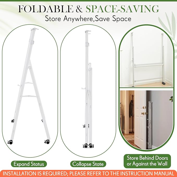 Cinnvoice A-Frame Foldable Whiteboard Stand Only, Adjustable Mobile Rolling Whiteboard Easel Stand with Wheels for Dry Erase White Board for Home, Office, Classroom School, Height and Width Adjustable