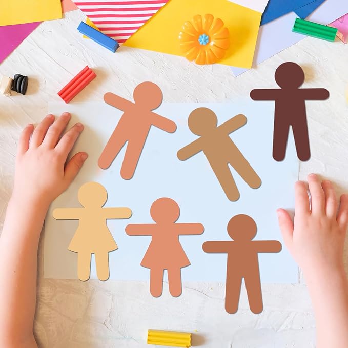 126 PCS Paper People Cutouts Crafts 5.9 x 4.5 Inch Multicultural People Shape Paper Cut Outs for Bulletin Board Boy Girl Person Cardstock for School Teachers Supplies Home Decoration