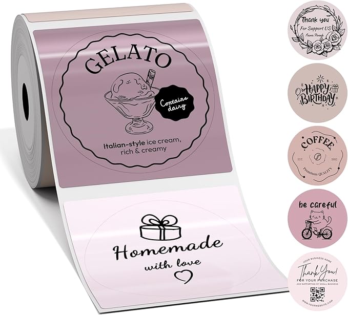 M110 Thermal Labels-Compatible with M110/M100/M220/M250 Label Makers,1.96" x 1.96"(50x50mm), 140 Labels/Roll, 5 Colors Thermal Label Stickers for Candle, Baking, Logo, Gift