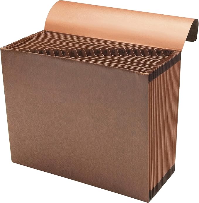 Smead TUFF Expanding File 21 Pockets, Alphabetic (A-Z), Flap and Cord Closure, Letter Size, Redrope (70318)