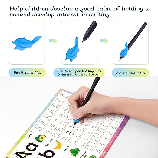 Magic Grooved Writing Practice Books, Grooved Handwriting Practice for Kids 3+, Preschool Learning Activities (6 Books with Pens)
