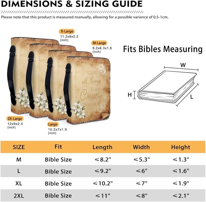 Retro Style Brown Cross Bible Case with Bookmark Waterproof Bible Cover Case for Women Lightweight Bible Bag with Handle Pockets Church Book Bag