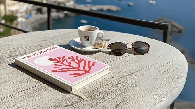 Yop & Tom Red Coral Travel Planner - Vacation Planner with 6 Trips, Budget, Accommodations, Journaling, Memories and More