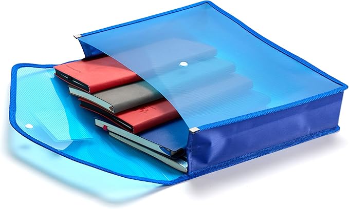 Plastic File Folder Poly Envelope Expanding File Wallet Document Folder with Snap Button Closure, Legal Size, 5 Pack Large Waterproof Accordion File Pouch (Assorted Colors)