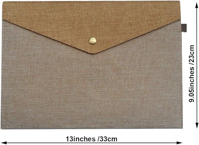 Durable A4 File Folder Document Holder Portfolio Envelope Felt Folder Case with Snap Closure Set of 2 Beige and Brown