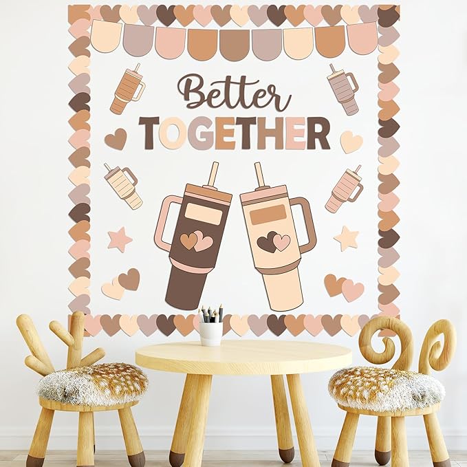 Boho Better Together Classroom Bulletin Board Decorations Motivational Back to School Bulletin Board Set Bottle Cup Paper Cutouts Decor for Office Home School Teachers Kindergarten Wall Door Supplies