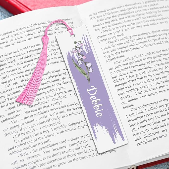 Personalized Birth Flower Bookmark for Women Custom Name Bookmarks with Tassels Customized Book Marks for Reading Women Birthday Gifts for Daughter Bookmarks Gifts for Book Lover, Teacher, Children