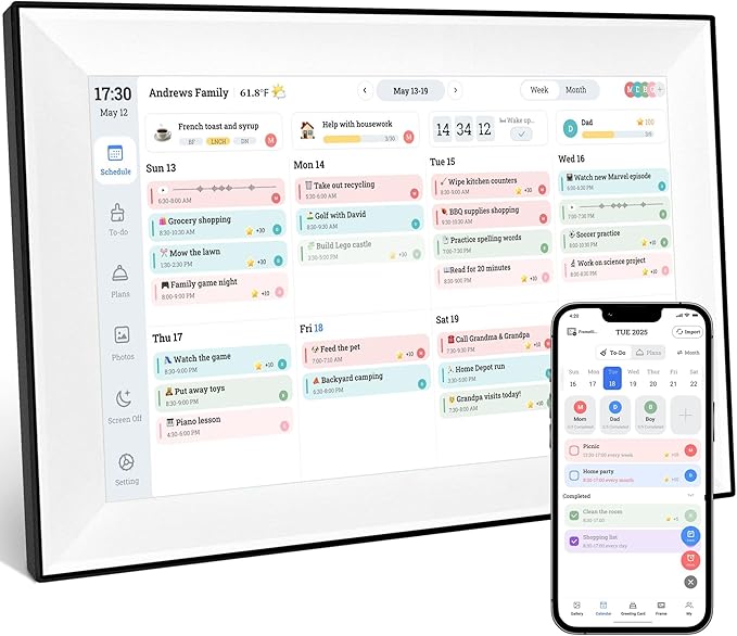 10.1" Digital Desk 2026 Electronic Calendar Planner,Voice Message Feature,Touchscreen Interactive Display for Family Schedules, Achievement Rewards, Meal Planning,Digital Picture Frame,Smart Clock, Gifts