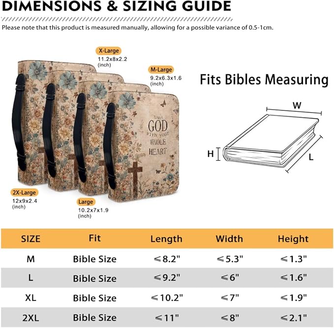 Retro Style Brown Cross Bible Case with Bookmark Waterproof Bible Cover Case for Women Lightweight Bible Bag with Handle Pockets Church Book Bag