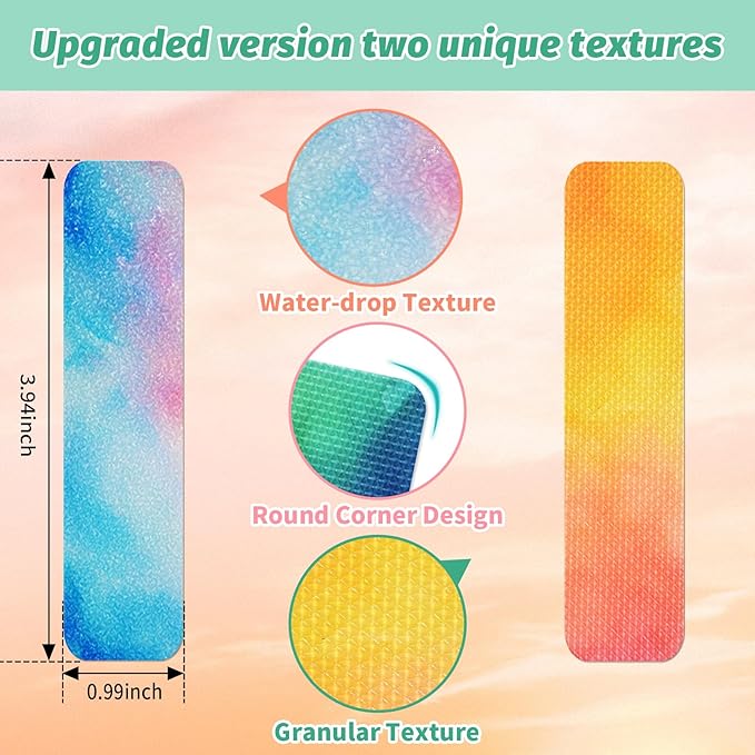 120 Pieces Anxiety Sensory Stickers with 2 Textured Stickers - Desk Fidget and Calming Stickers with Storage Box for Adults & Teens - Anxiety Relief Sensory Strips (Watercolor)