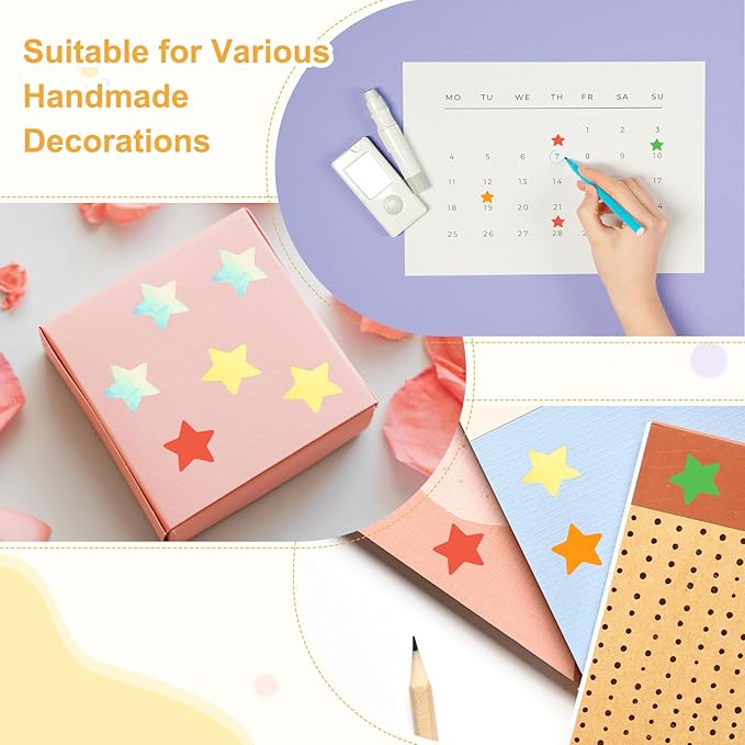PATIKIL Star Stickers Roll 1", 500 Pcs Self-Adhesive Reward Stickers for Classroom Teacher Supplies and DIY Craft, White