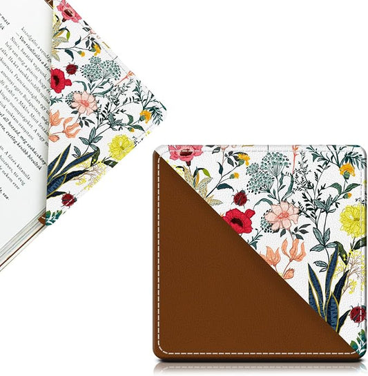 Cute Leather Bookmarks, Fun Triangle Making Corner Bookmark, Book Accessories for Reading Book Lovers, Unbreakable Page Markers for Women Men Colorful Cute Flower