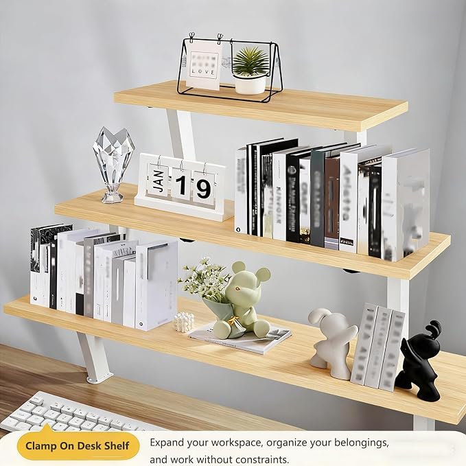 Clamp on Desk Shelf, Desktop Shelf Organizer Space Saving Desk Storage Rack for Office Study Home Dorm No Drill (23.6 x 7.8 in)