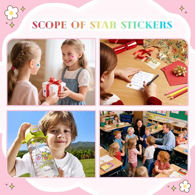 Colorful Star Stickers, 1400PCS, Student Reward Stickers, Valentine's Day Packaging Choice, Teacher Supplies (Colorful Version-2)
