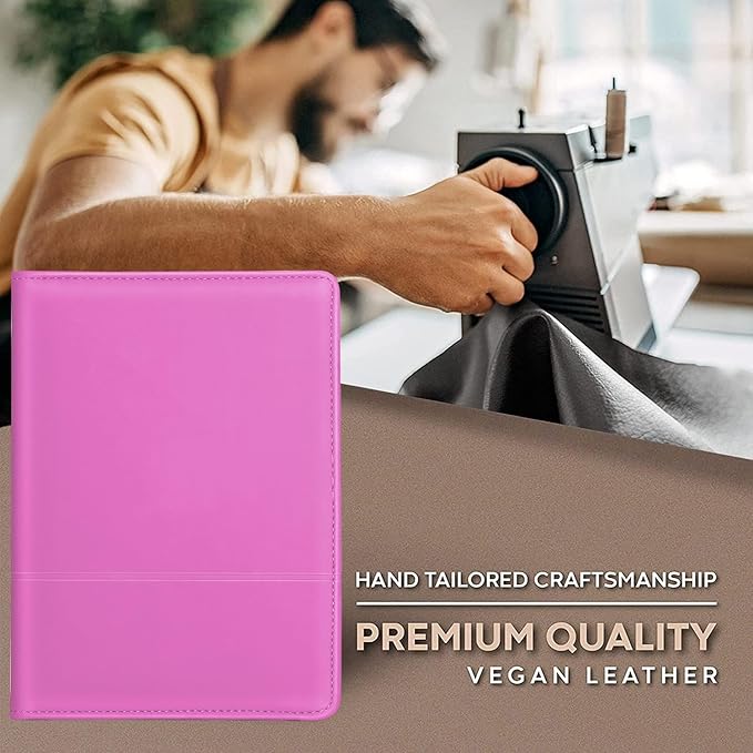 Padfolio/Portfolio Binder, Mini Padfolio Portfolio Binder 5 x 8 Legal Writing Pad, A5 Document Organizer Folder for Men Women, Rose Red
