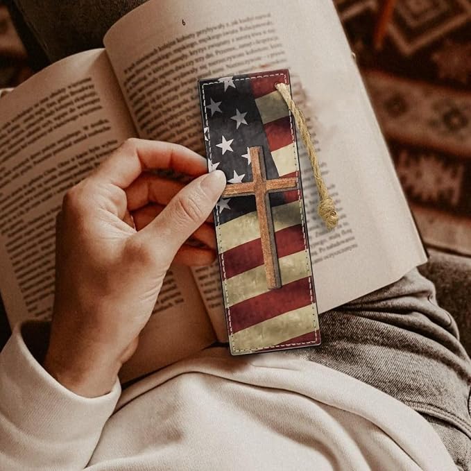 Bookmarks Accessories - American Flag Cross Bookmarks for Men, Boys & Adults for Book Lovers, Perfect for Birthday Present