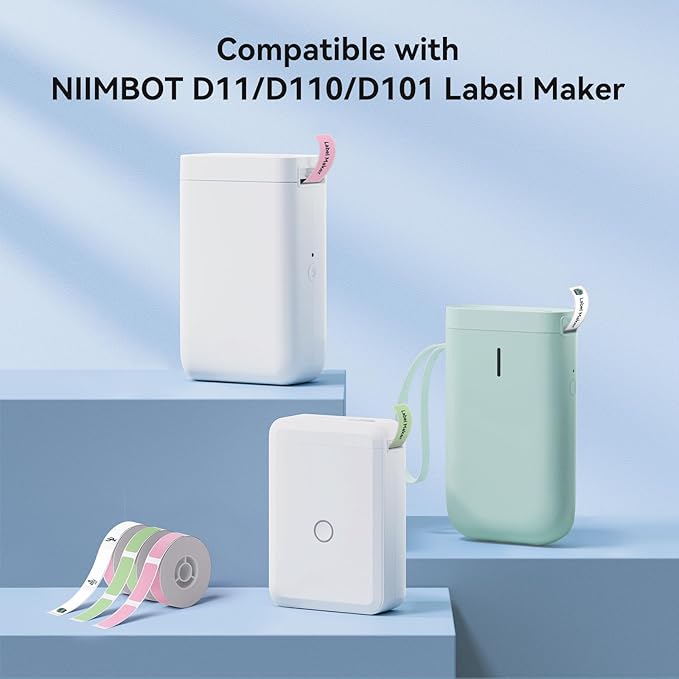 NIIMBOT Label Maker Tape for D11/D110/D101 Label Maker, 12 x 30 mm (0.47'' x 1.18'') for Home Office Labeling Tape Replacement, White