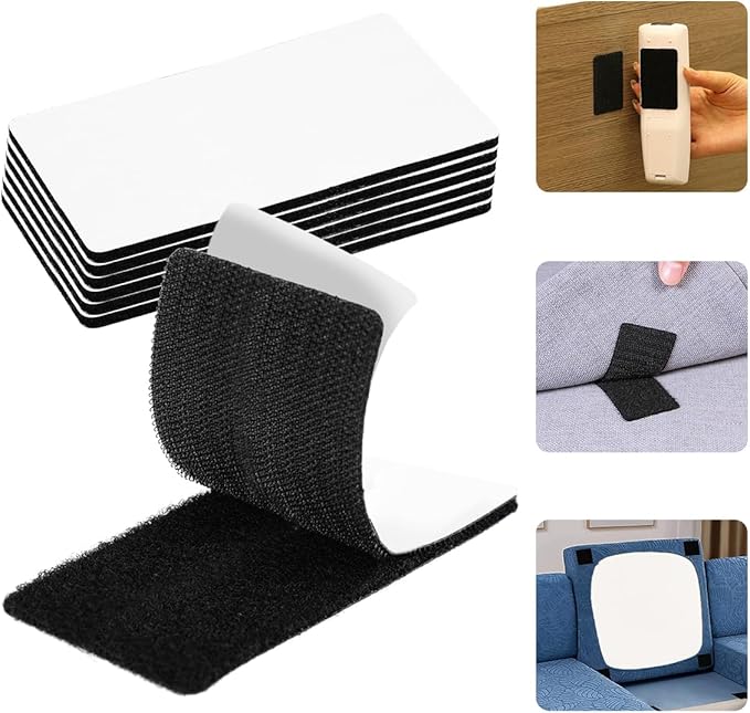 2024 Upgrade Hook and Loop Fastener Strips with Adhesive,Mounting Tape Heavy Duty Adhesion,Self Adhestive Hook and Loop Strips for Home and Office, Double Sided Adhesive Strips 16 Sets 4×2inch Black