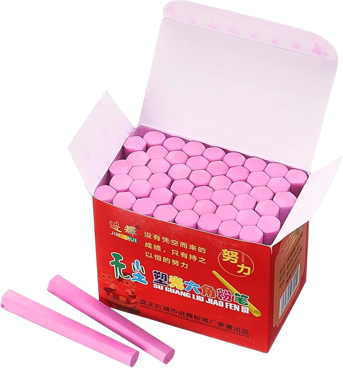 PATIKIL 48 PCS Chalkboard Chalk, Dustless Chalk Small Bulk Colored Thin for Chalkboard Blackboard Teacher Classroom Adults Indoor Home Office Supplies, Pink