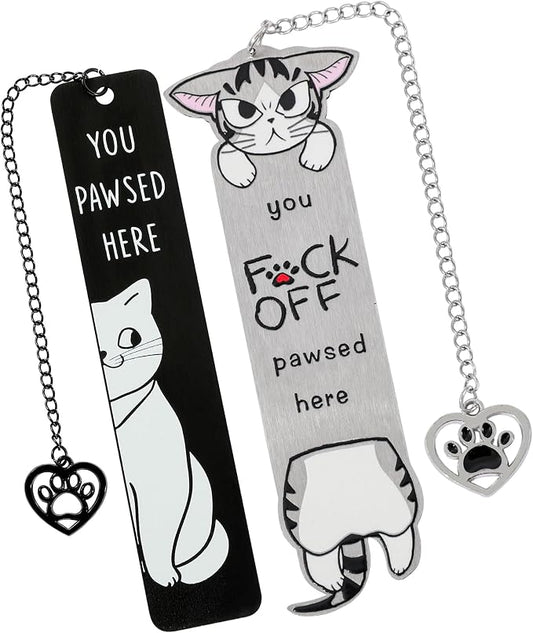 Cartoon Anime Cat Metal Bookmark,Cute Kawaii Reading Bookmark,Christmas Unique Gifts for Women Book Lovers (Cute Cat)