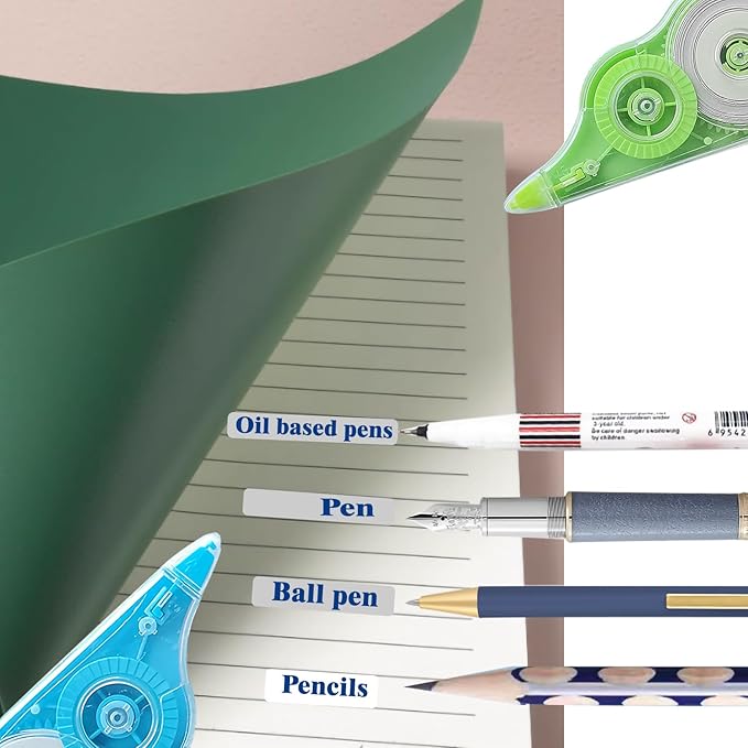 White Out Correction Tape with Dispenser,12-Count Pack,39.4ft, Easy Use Roller Applicator, Instant Dry, Fast, Clean and Tear-Resistant Tape ,Smooth Precise Corrections Tape for School,Office and Home