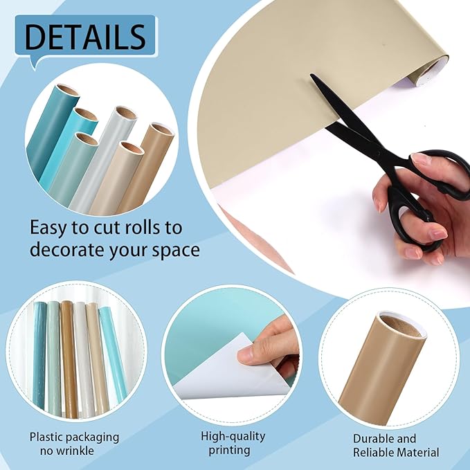 Skyygemm 6 Rolls Bulletin Board Paper Fade Resistant Colored Bulletin Board Paper Roll Bulk for Art Decor Drawing Craft Painting(4 x 12 ft,Ocean Color)