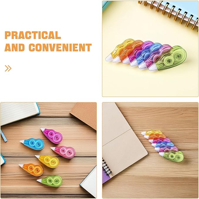 6pcs Correction Tape Set 12m Portable White Tape for Students Stationery Convenient Writing Corrector School Office Supplies Random Color