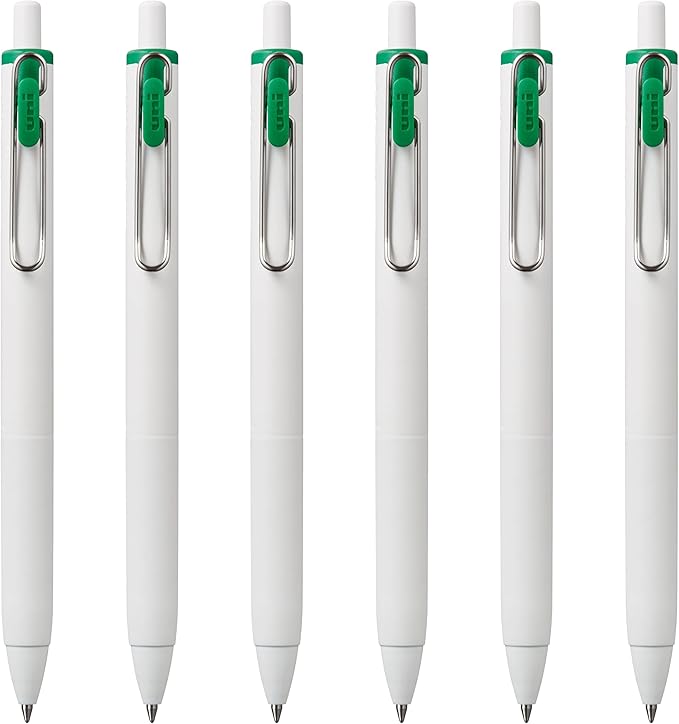 Uni-Ball one Retractable Gel Pens, Ultra Micro Point (0.38mm), Green Ink, 6 Pens