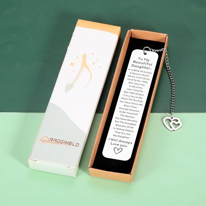 Inspirational Daughter Bookmark Graduation Gifts, to My Daughter 16th 18th 21st Birthday Gift for Daughters from Mom Dad, Book Accessory for Book Lovers, Girls Dorm Room Essentials Back to School