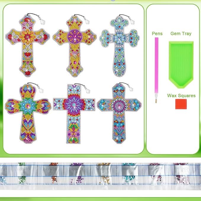 AUAUY 6 Pieces Diamond Art Painting Bookmarks 5D Diamond Art Bookmarks for Book Lovers DIY Cross Diamond Bookmark for Home Office School Class Project