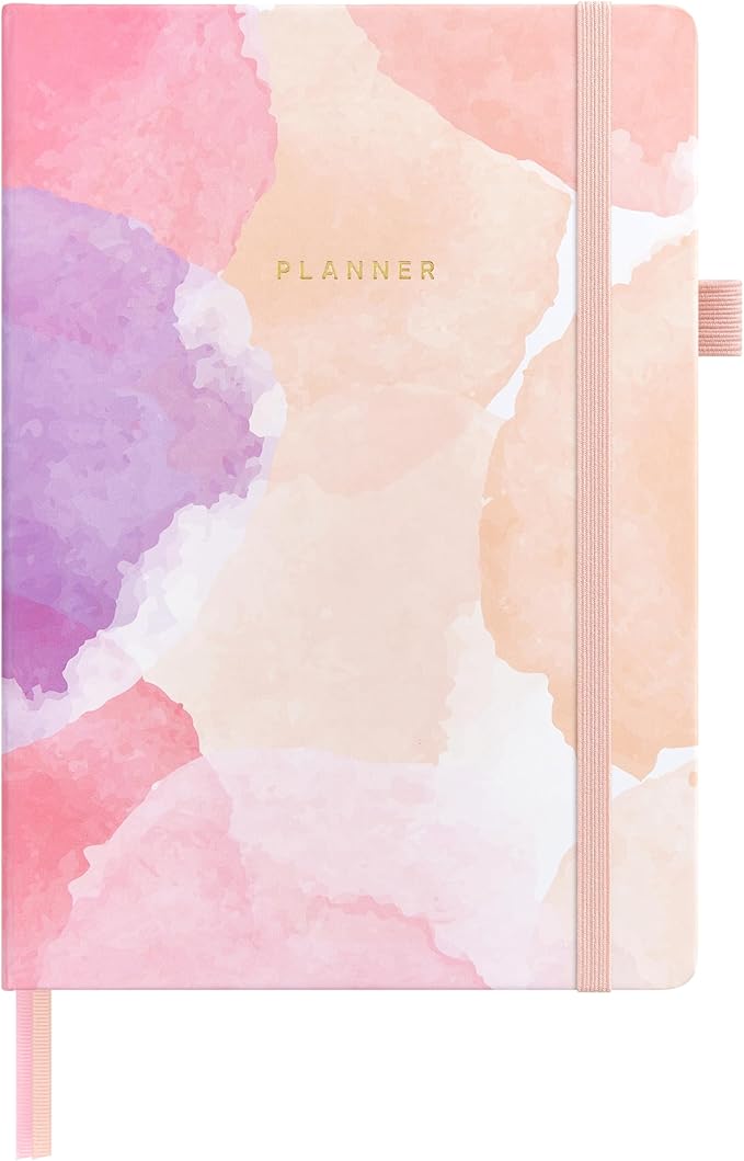 And Per Se Undated Weekly Planner 2026, A5 size Leather Hardcover Planner with Goals & Habit Tracker – ADHD Planner & Productivity Journal (Blush Watercolor)
