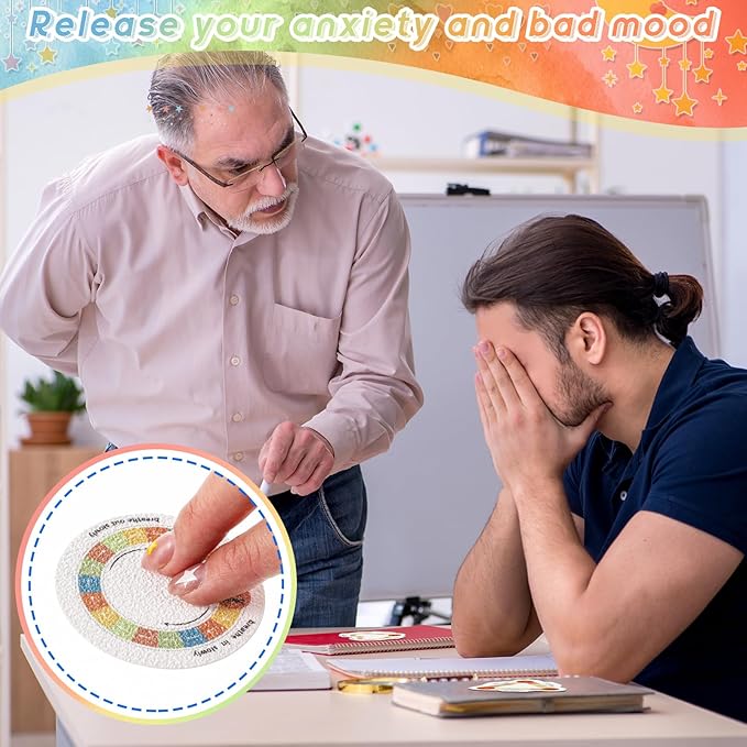 Gersoniel 36 Pcs Anxiety Sensory Stickers Strips Adhesive Textured Mental Health Calm Stickers Mindfulness Fidget Decals Stress Anxiety Relief Items for Therapy Office Desk(Retro Breath Style)