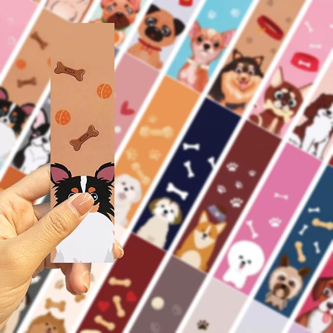 30 Pcs Dog Bookmarks for Kids Pet Theme Funny Bookmark Cute Dog Bookmark for School Office Students Teens Book Reading Lovers Classroom Favors