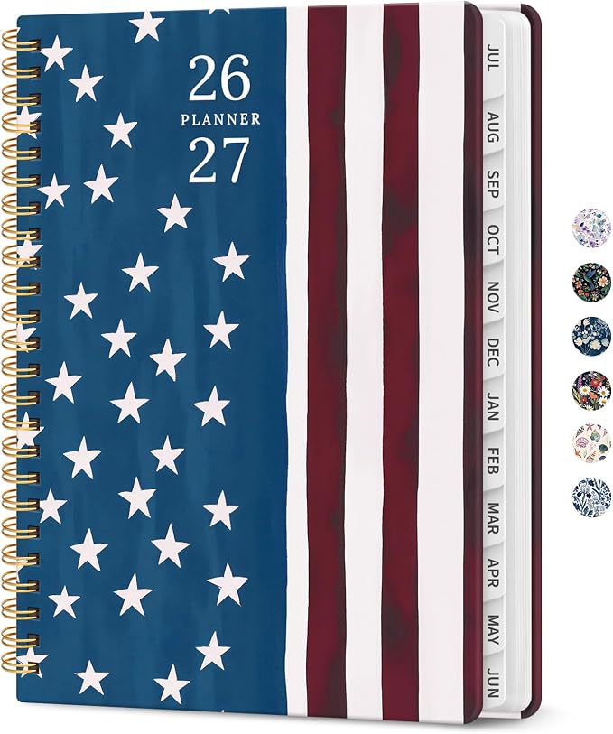 Planner 2026–2027, Academic Year Monthly & Weekly Calendar Book, Jul 2026–Jun 2027, Hardcover Organizer with Tabs, Student & Teacher Planner, 6.3" x 8.5", Star Riders